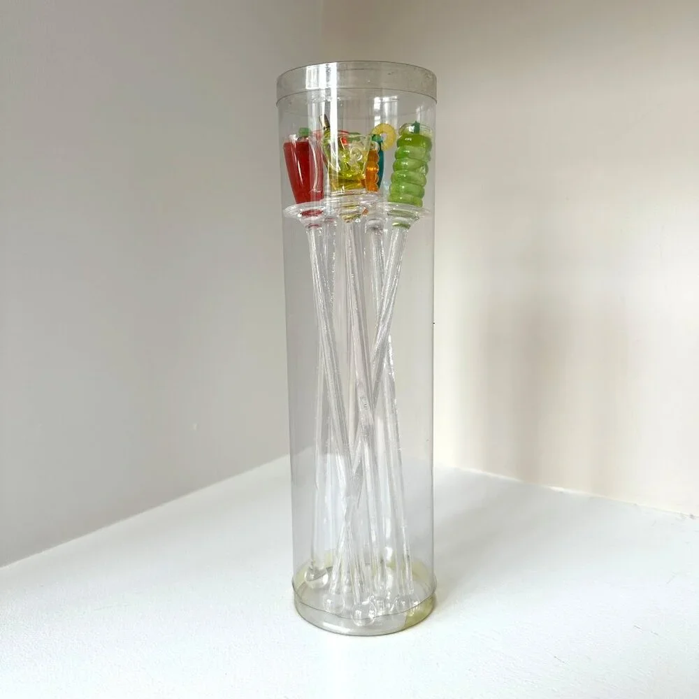 Crate & Barrel Happy Hour Swizzle Sticks – Set of 6 – New, Original Packaging